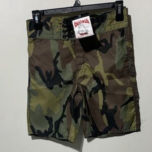 Birdwell Beach Britches Kids Youth Green and Brown Camouflage Shorts